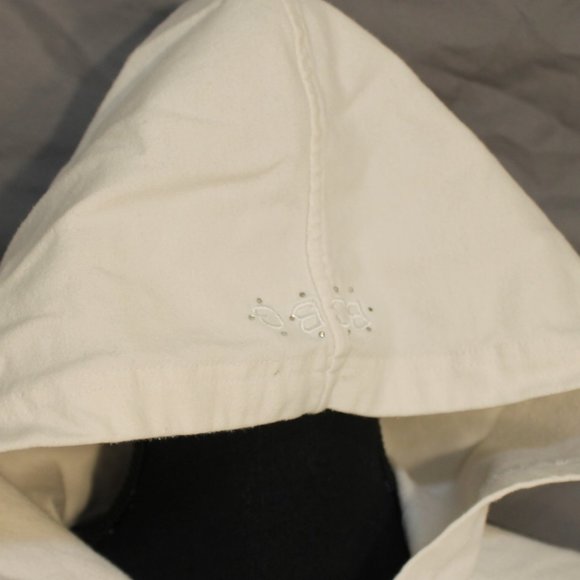 WHITE BCBG HOODIE LONG SLEEVE WITH SEQUINED SWEATSHIRT SMALL ZIPPER CLOSURE - Picture 8 of 10